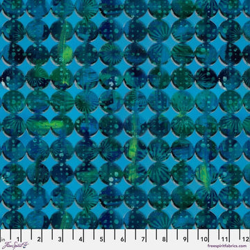 Radiant Grove by Sue Penn - Harlequin Circles, Turquoise Harlequin Circles Turquoise | Radiant Grove Fabric by Sue Penn