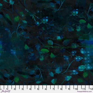 Radiant Grove by Sue Penn - Leaves, Twilight Leaves Twilight | Radiant Grove Fabric by Sue Penn