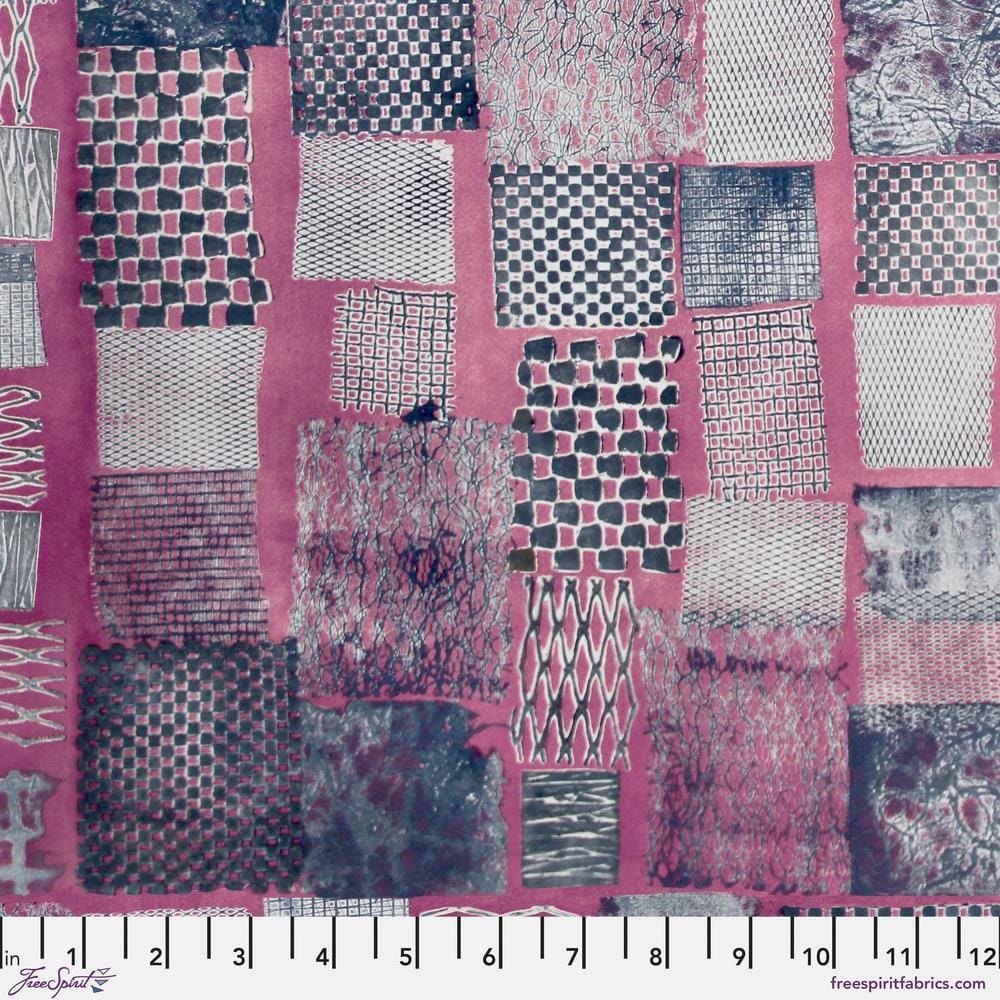 Into Focus by Sarah Sczepanski - Pink Patchwork, Boysenberry Pink Patchwork Boysenberry | Into Focus Fabric by Sarah Sczepanski