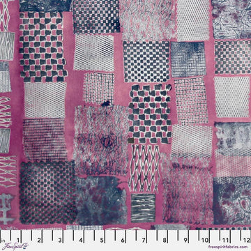 Into Focus by Sarah Sczepanski - Pink Patchwork, Boysenberry Pink Patchwork Boysenberry | Into Focus Fabric by Sarah Sczepanski