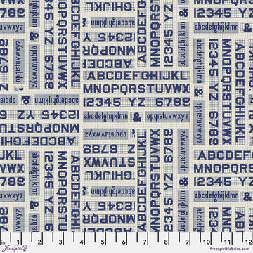 Indigo fabric with typography print