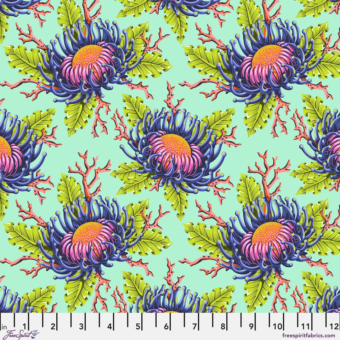 Floral Reef by Tula Pink - Friends and Anemones, Seafoam
