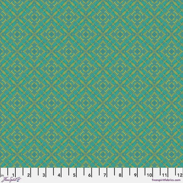 PWWR060 Olivine fabric with geometric pattern