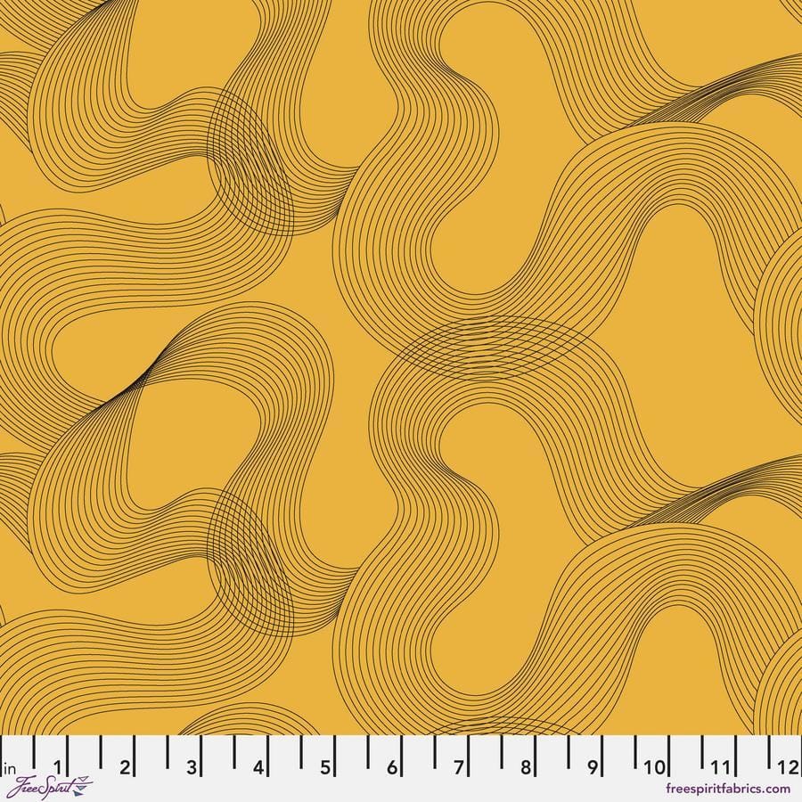 Ampersand by Zen Chic - Flow, Yellow Flow Yellow | Ampersand by Zen Chic for FreeSpirit Cotton Fabric