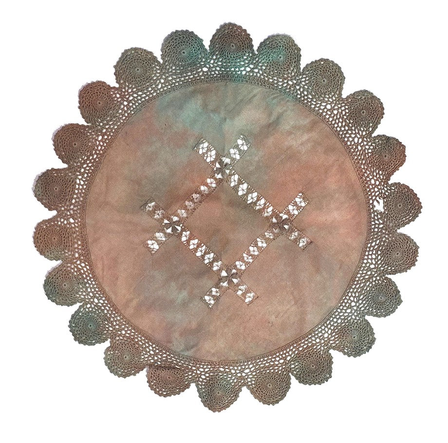 Pink Dyed Doily - Tic Tac Toe