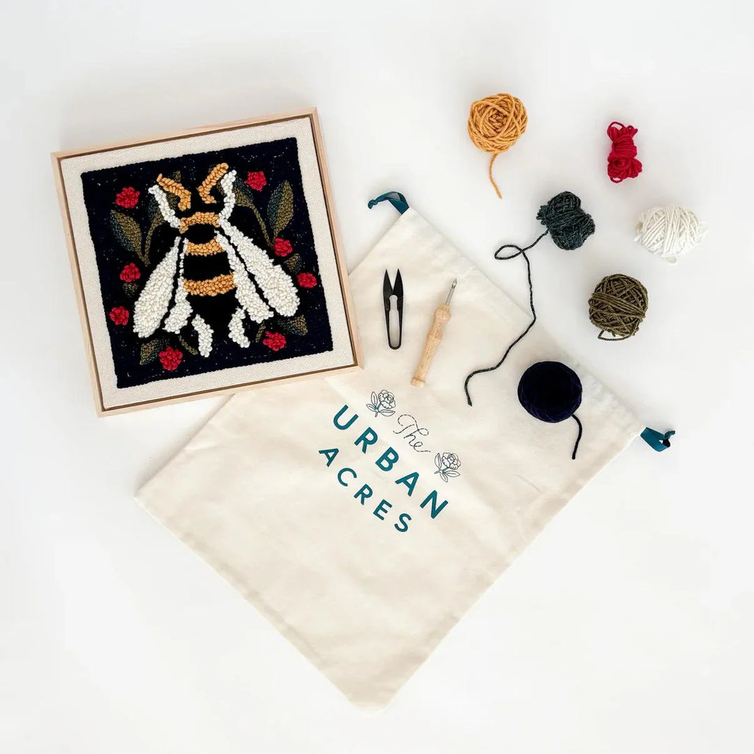 Punch needle bee kit with yarn and tools