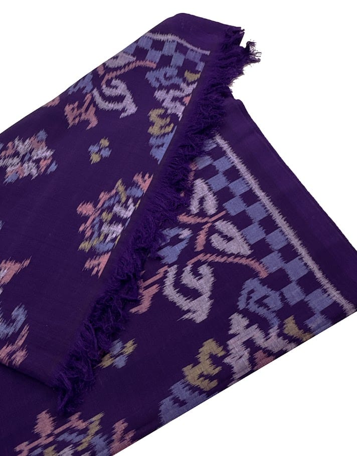 Traditional Handwoven Ikat Fabric from Indonesia, Purple Floral Sold per 1/2 Yard Traditional Handwoven Ikat Fabric from Indonesia, Purple Floral Sold per 1/2 Yard