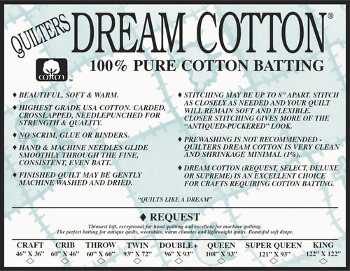Dream Cotton 100% Pure Cotton Batting