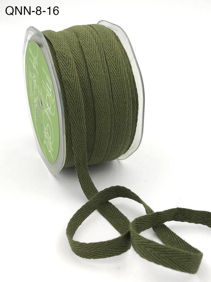 QNN-8-16 Olive Green Herringbone Ribbon