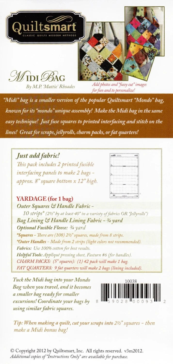 QS10038 QuiltSmart Midi Bag pattern back