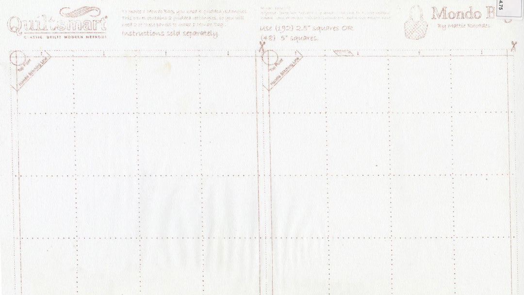 Quiltsmart Mondo Bag Printed Fusible Pattern - 2 panels per bag