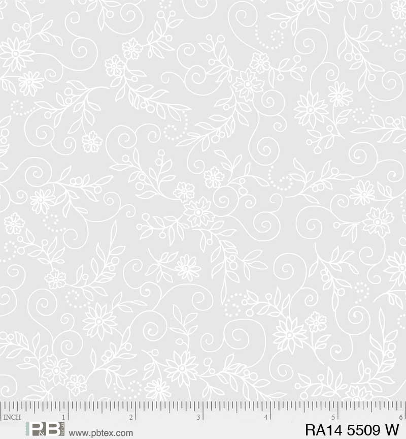 Ramblings 14 - Floral Vine & Scroll White on White