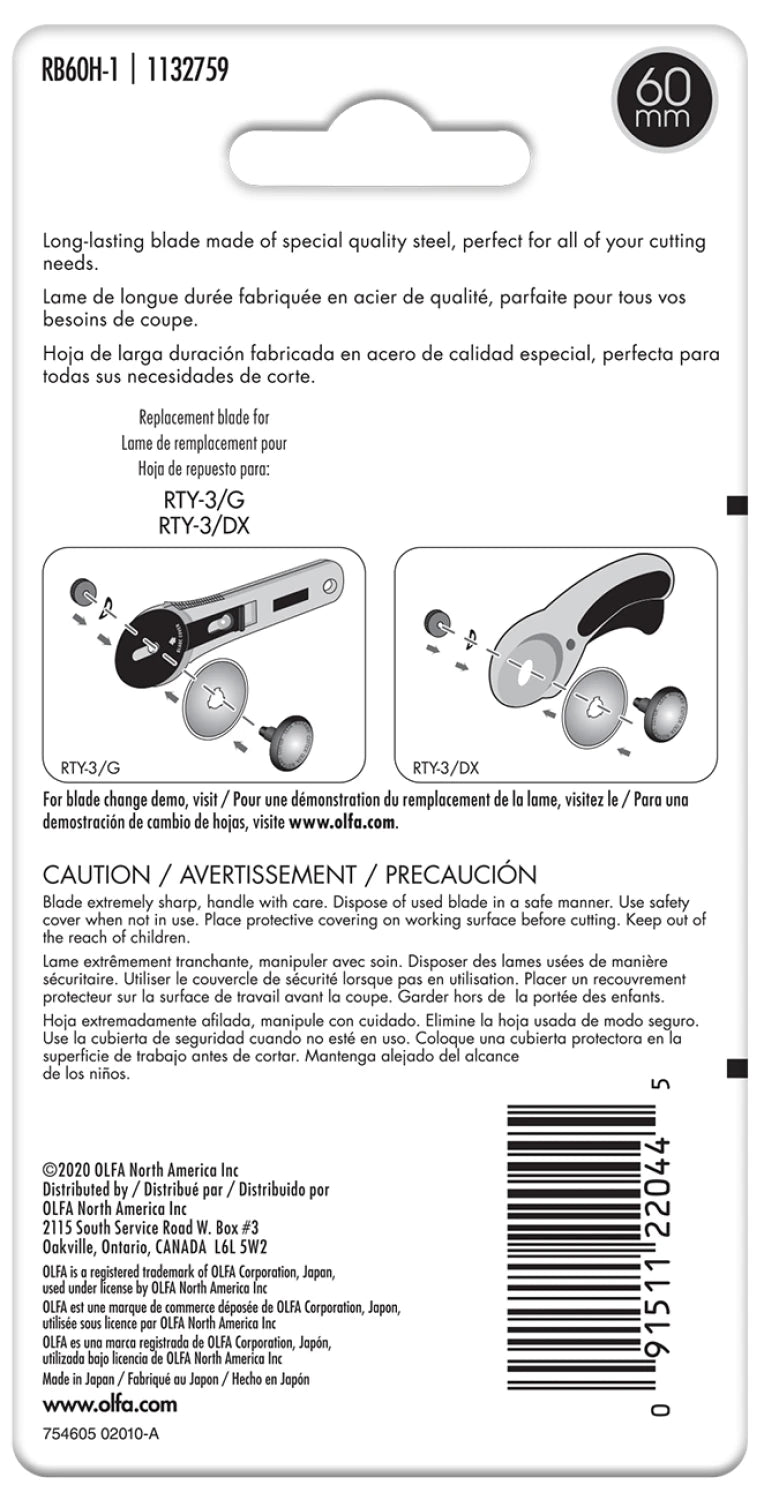 OLFA Endurance Rotary Blade, 60mm, 1 pack