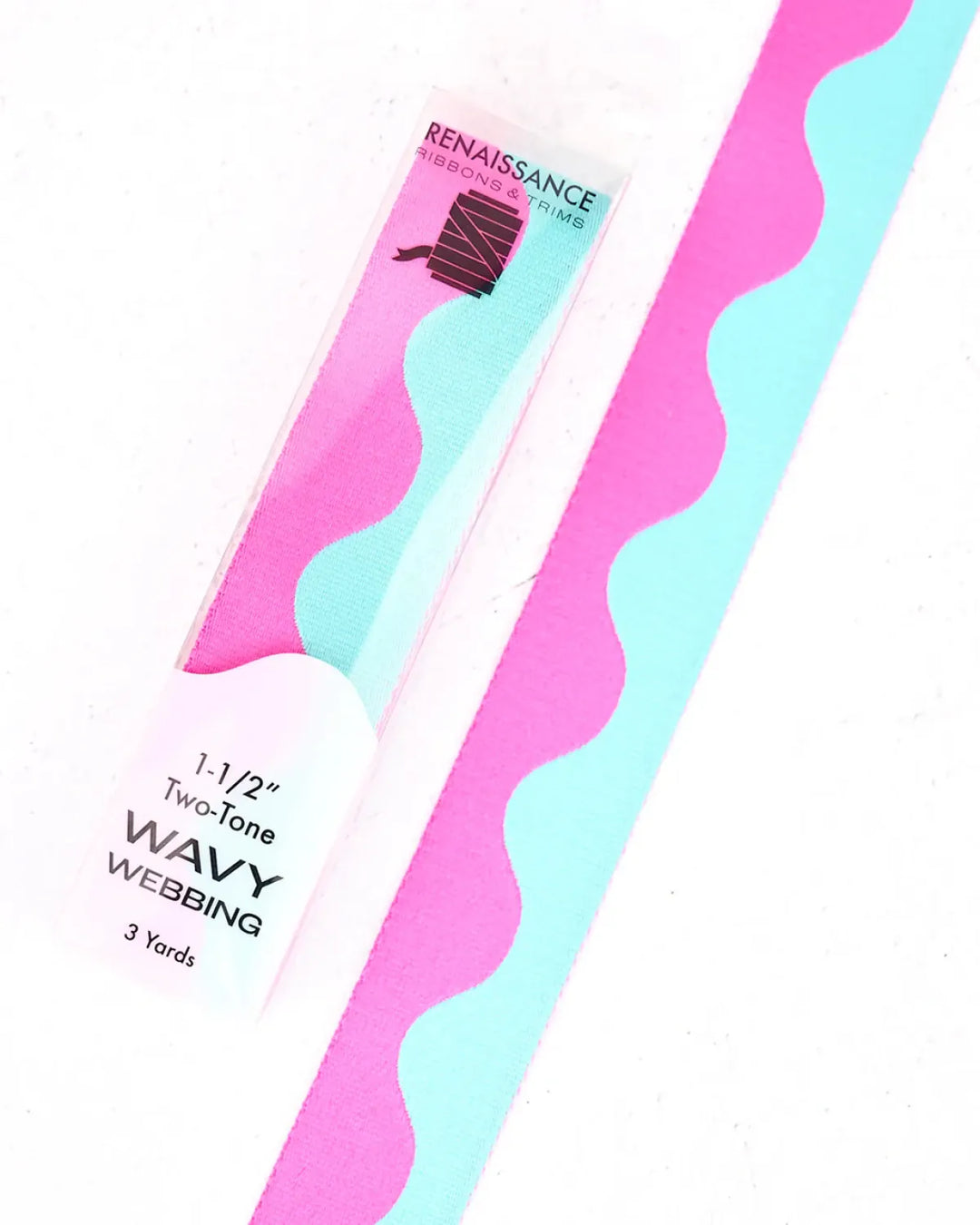 Wavy Webbing, Poolside 1.5in x 3yds