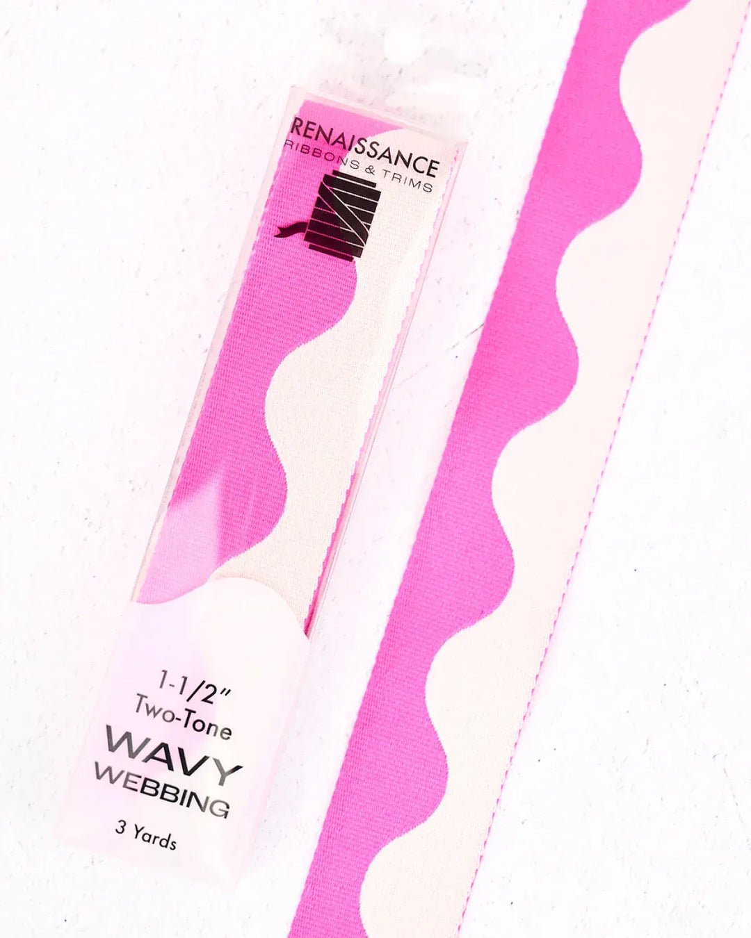 Wavy Webbing, Acid Pink 1.5 in. x 3 yards