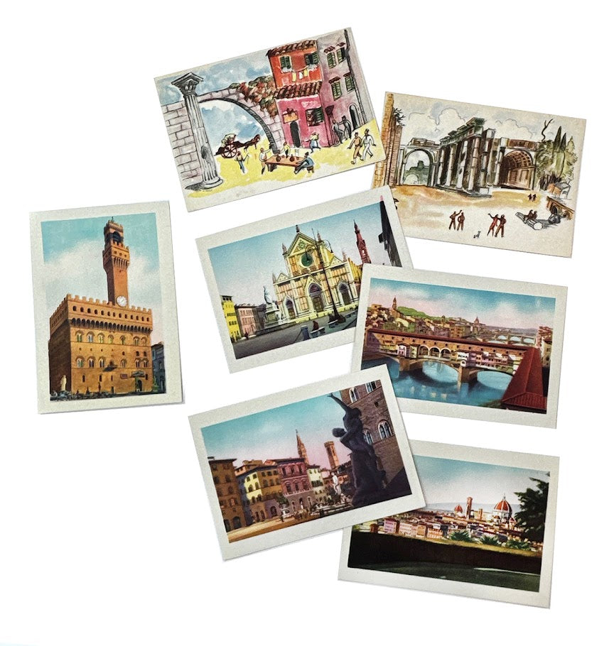Vintage 1943 Florence Postcard Collage Pack, 7pcs
