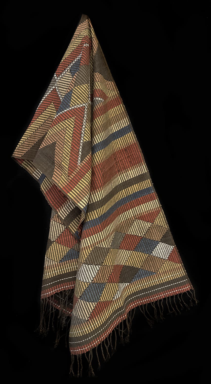 Tenun Gringsing Double Ikat Wall Hanging, Chevron Mountain Motif – Tenganan Bali