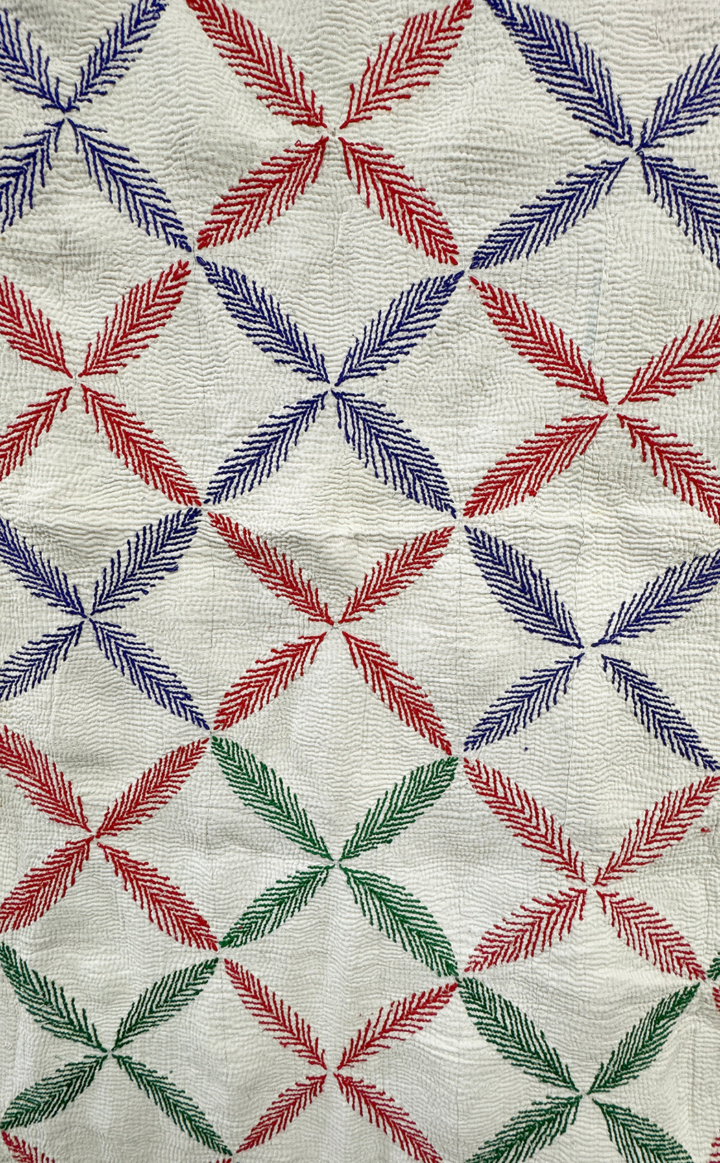 Vintage Kantha Blanket | Geometric 4- Leaf Pattern | West Bengal India