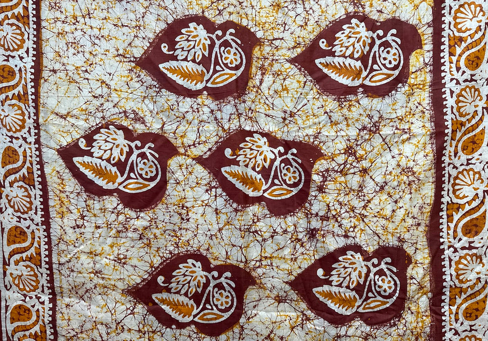 Silk Batik Scarf, Rust, Cream & Orange Silk Batik Scarf in Rust & Cream – Artistic Artifacts
