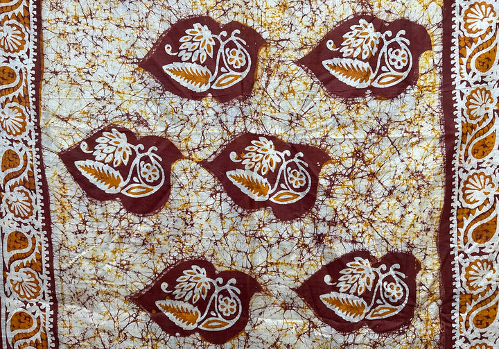 Silk Batik Scarf, Rust, Cream & Orange Silk Batik Scarf in Rust & Cream – Artistic Artifacts