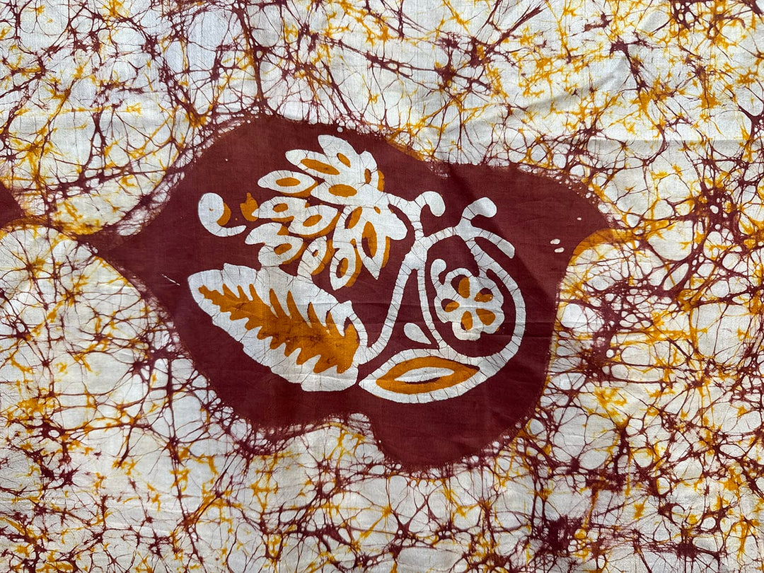 Silk Batik Scarf, Rust, Cream & Orange Silk Batik Scarf in Rust & Cream – Artistic Artifacts