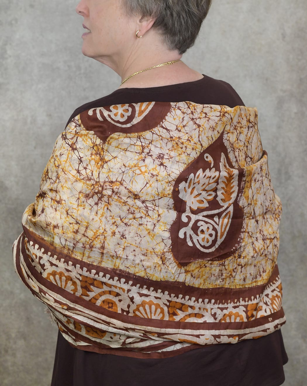 Silk Batik Scarf, Rust, Cream & Orange Silk Batik Scarf in Rust & Cream – Artistic Artifacts