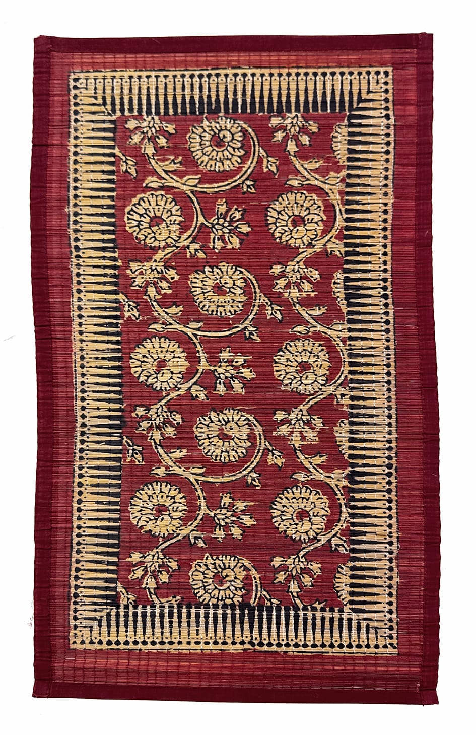 Bagh Print with Natural Dyes, Black & Rust Reed Bagh Block Print Textile Panel, Natural Dyes, Black & Rust – Artistic Artifacts