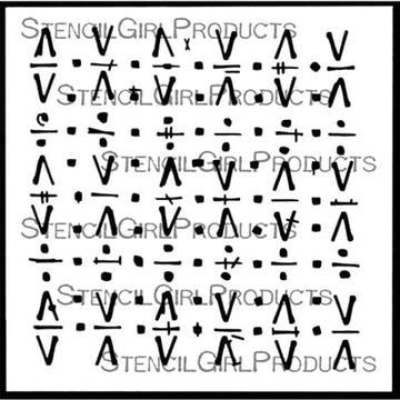 Seth Apter Stencil - 6" x 6" - Grunge Marks Collection - Glyph Grid Seth Apter Glyph Grid 6x6 Stencil – Artistic Artifacts