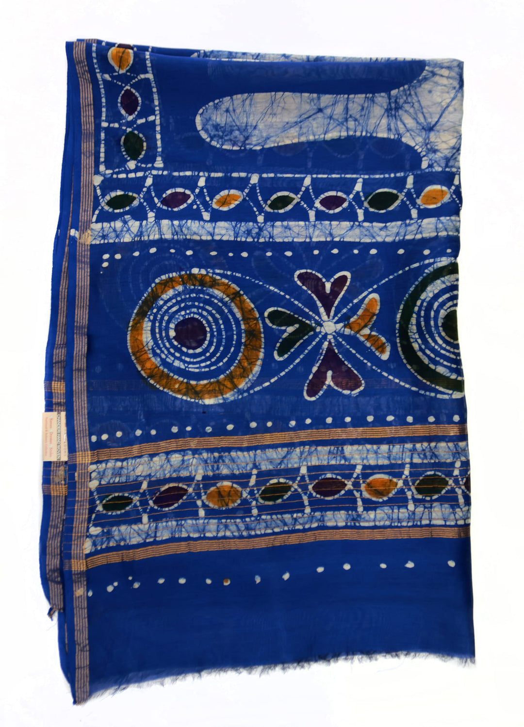 Motamal Samiti Silk Scarf, Blue  & Gold Metallic Motamal Samiti Chanderi Silk Dupatta, Blue & Gold – Artistic Artifacts
