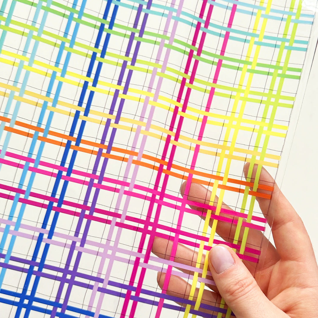 Rainbow Plaid Clear TPU Vinyl 12in x 53in