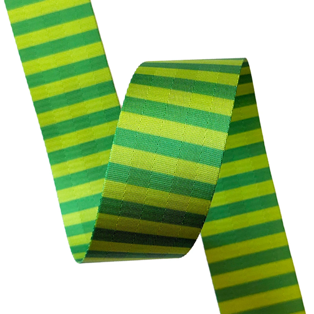 2 in. Green Striped Webbing/Strapping Sold by the Yard