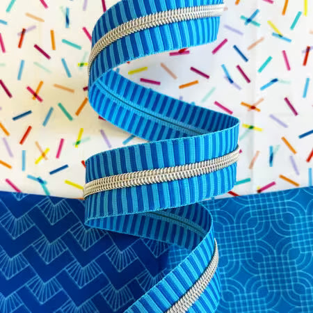 Wide Blue Stripe Zipper Tape