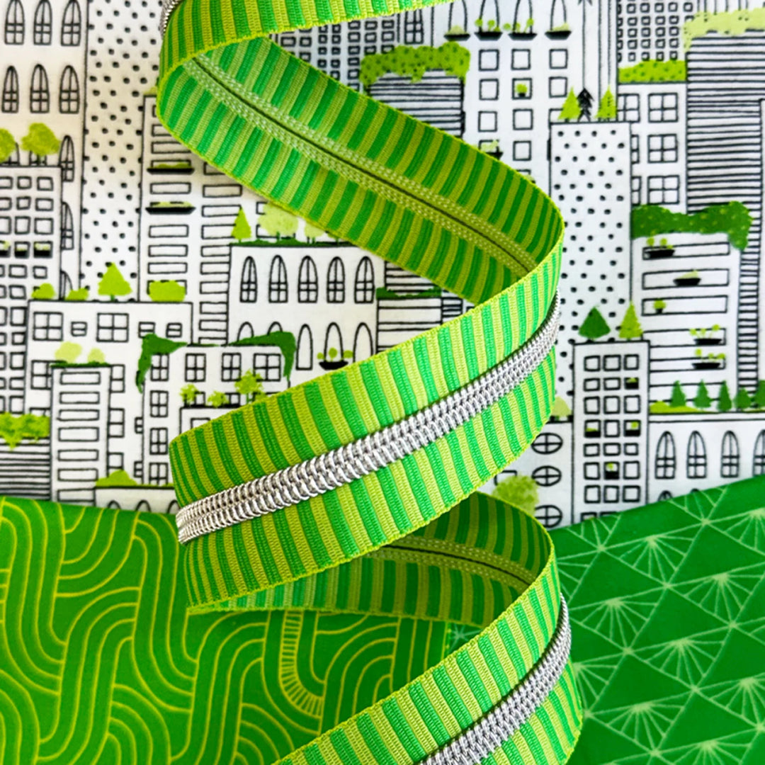 Wide Green Stripe Zipper Tape