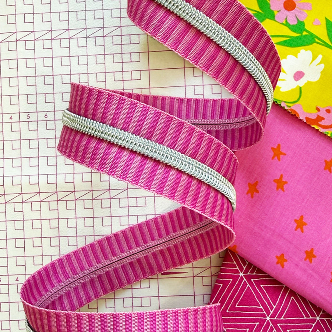 Wide Pink Stripe Zipper Tape