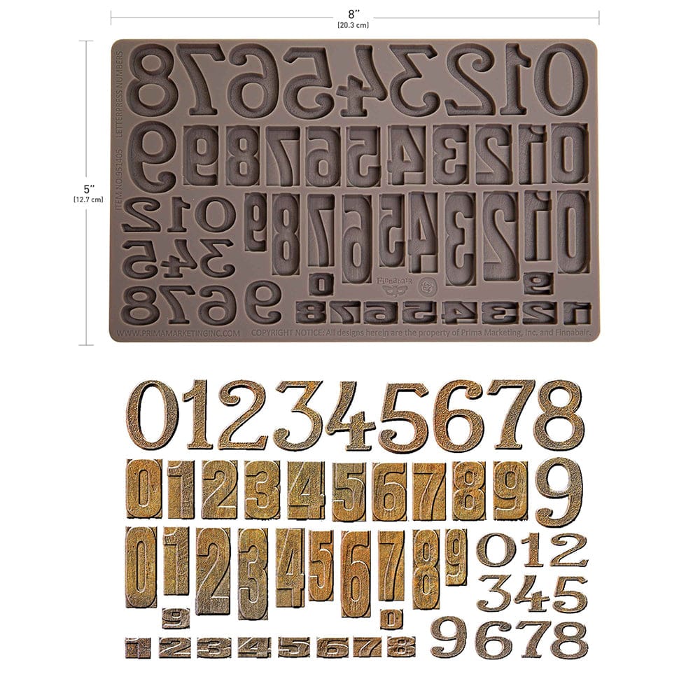 Finnabair Moulds - Letterpress Numbers