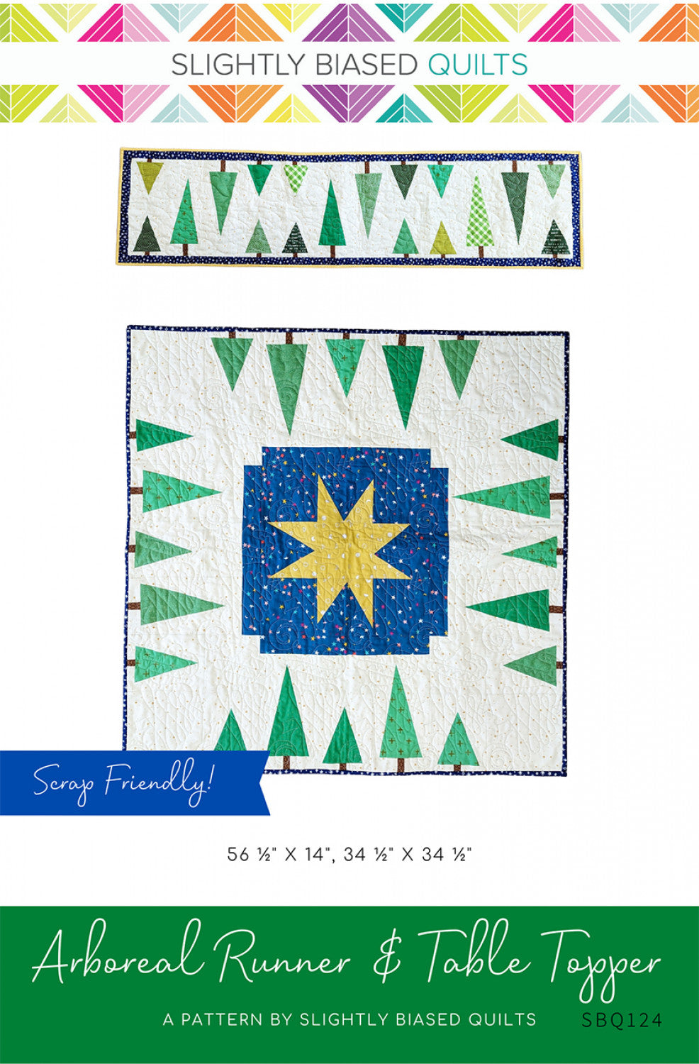 Arboreal Table Runner & Topper Quilt Pattern by Slightly Biased Quilts