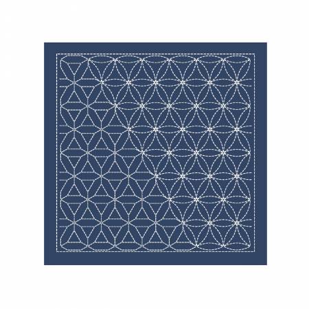 Sashiko Preprinted Fabric Nagomi- Hanaguruma Navy