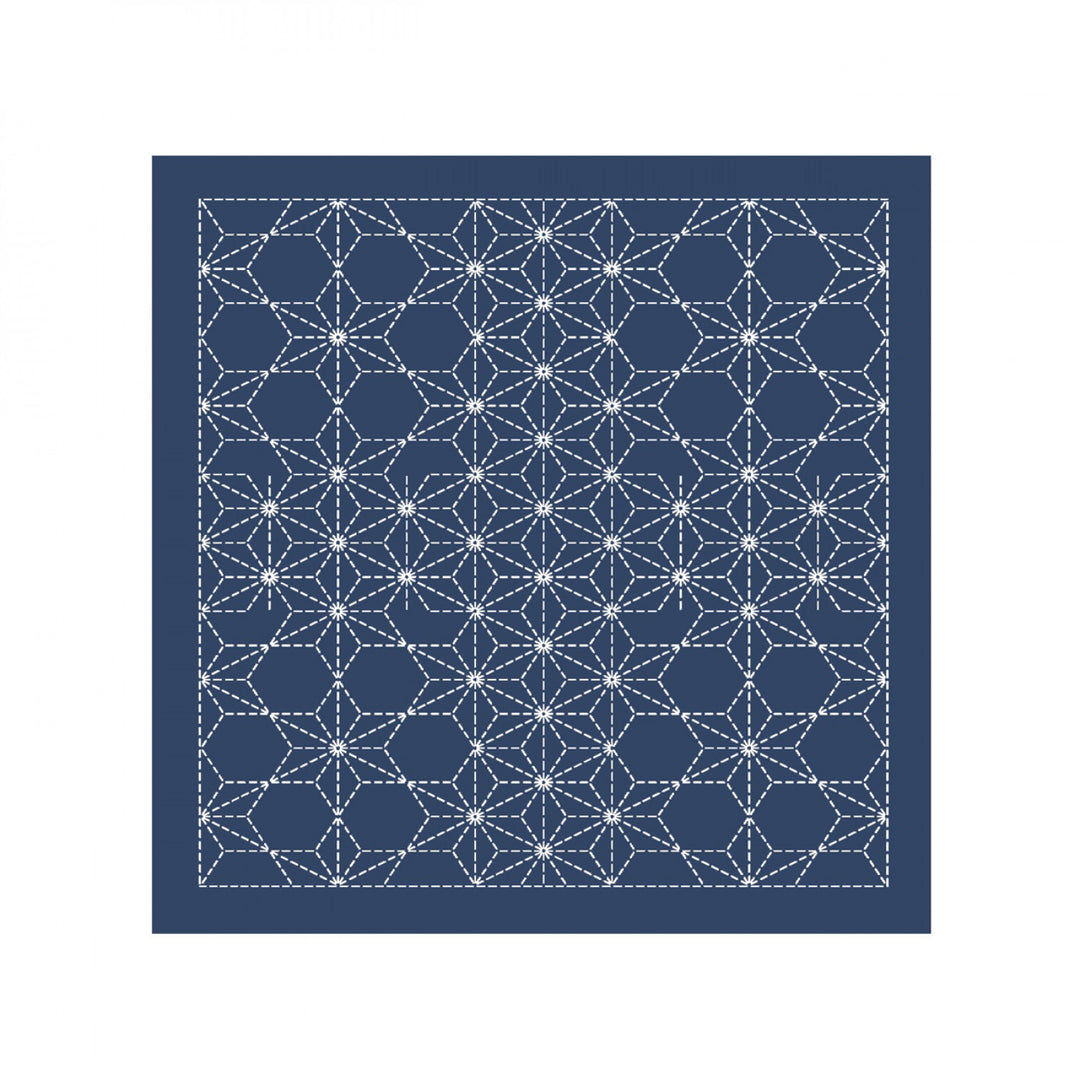 Sashiko Preprinted Fabric Nagomi- Asanoha Navy