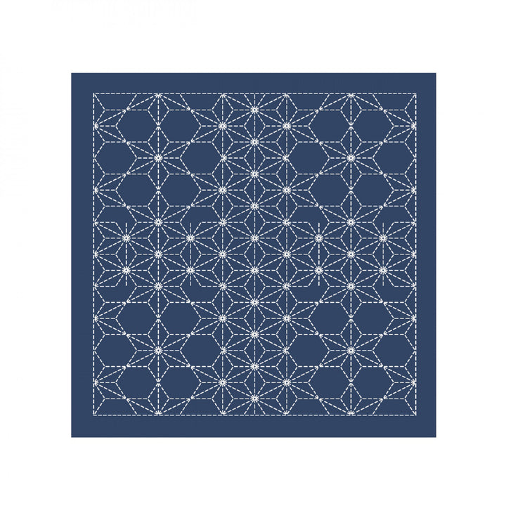 Sashiko Preprinted Fabric Nagomi- Asanoha Navy