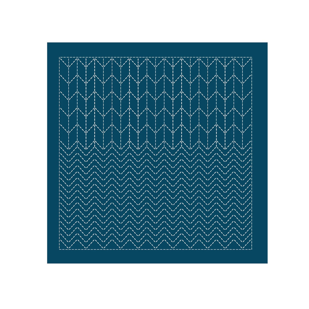 Sashiko Preprinted Fabric Hana-Fukin Nagomi- Tessen Navy