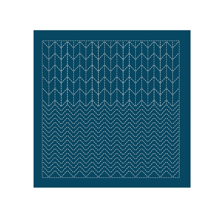 Sashiko Preprinted Fabric Hana-Fukin Nagomi- Tessen Navy