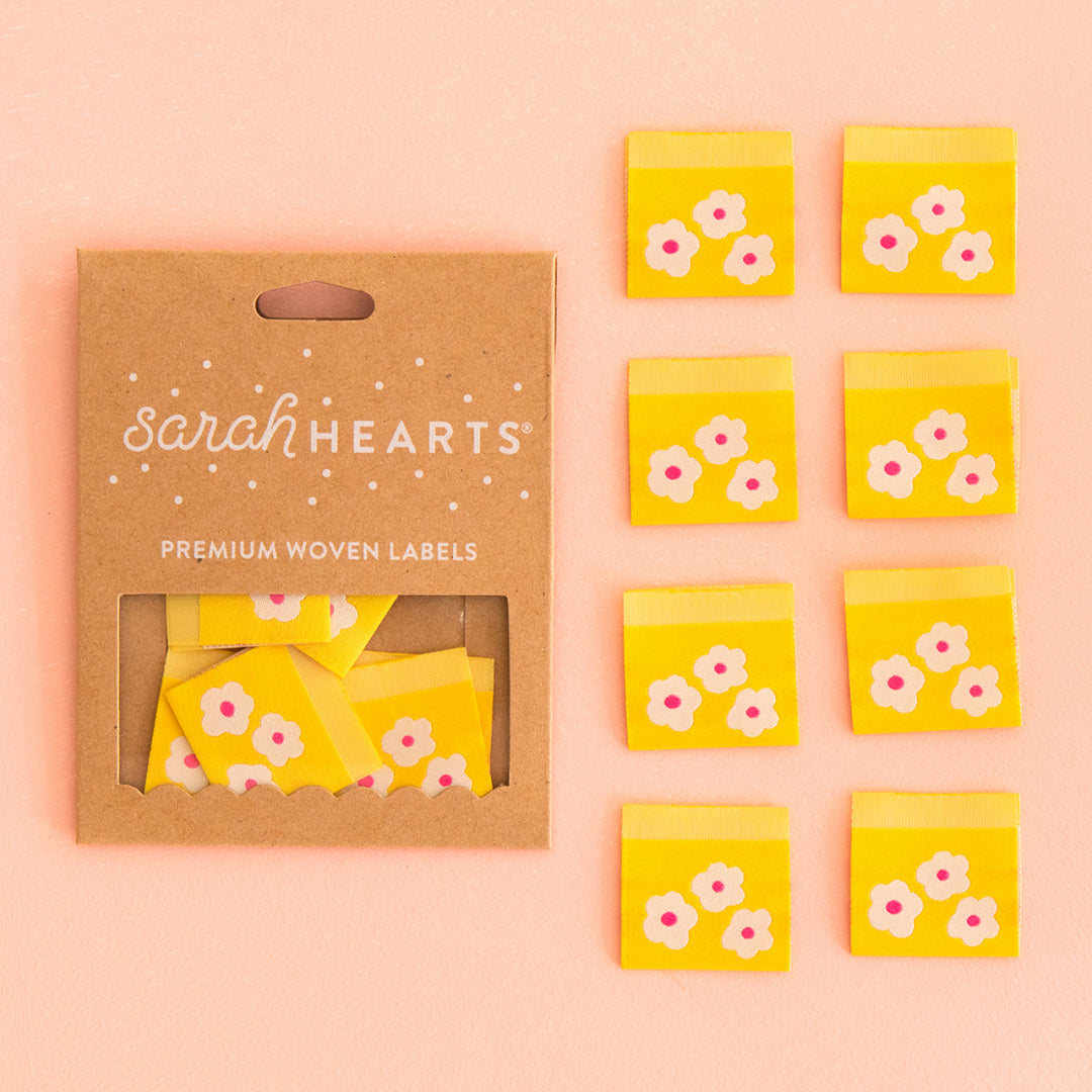 Sarah Hearts Woven Labels - Daisies