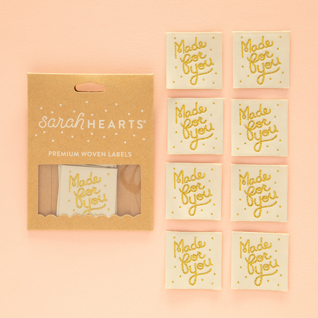 Sarah Hearts Woven Labels - Made For You Gold