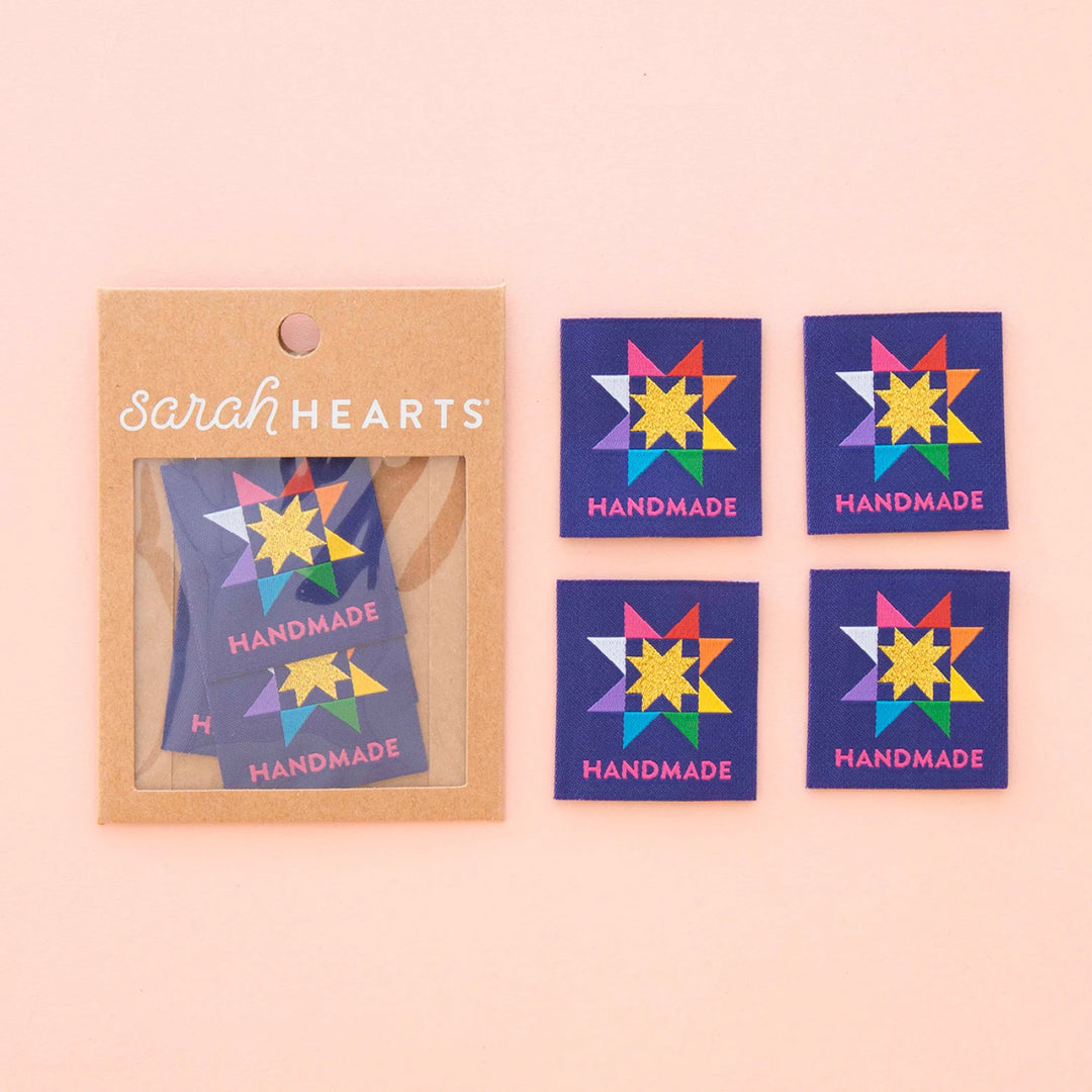 Sarah Hearts Woven Labels - Handmade Quilt Star