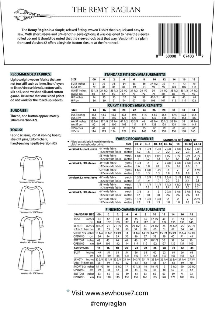 Remy Raglan sewing pattern back view