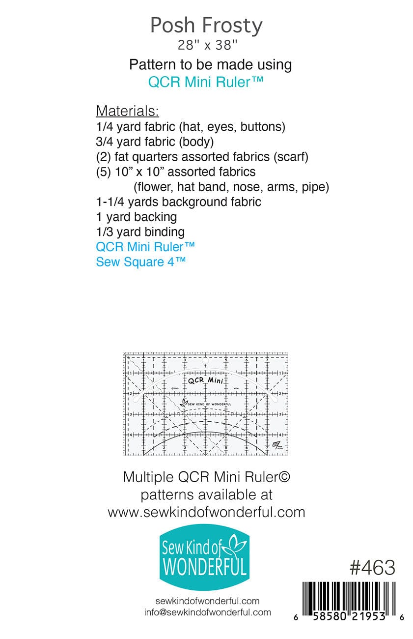 SKW463 Posh Frosty quilt pattern with QCR Mini Ruler details.
