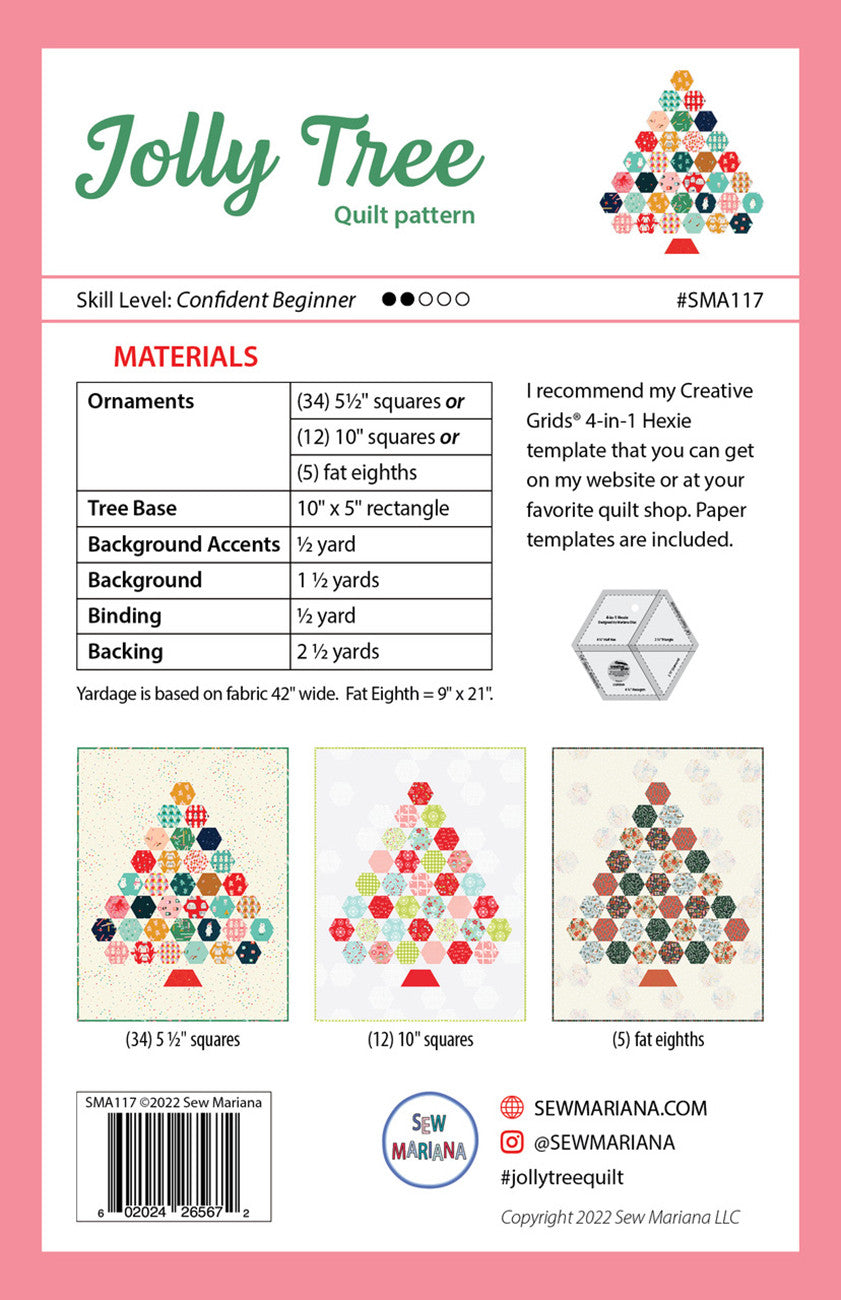 SMA-117 Jolly Tree quilt pattern back