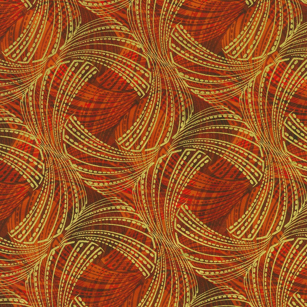 Abstract pattern with swirling lines and warm colors.