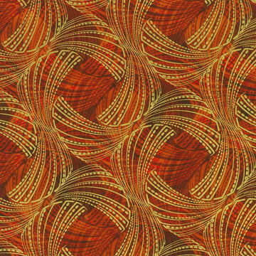 Abstract pattern with swirling lines and warm colors.