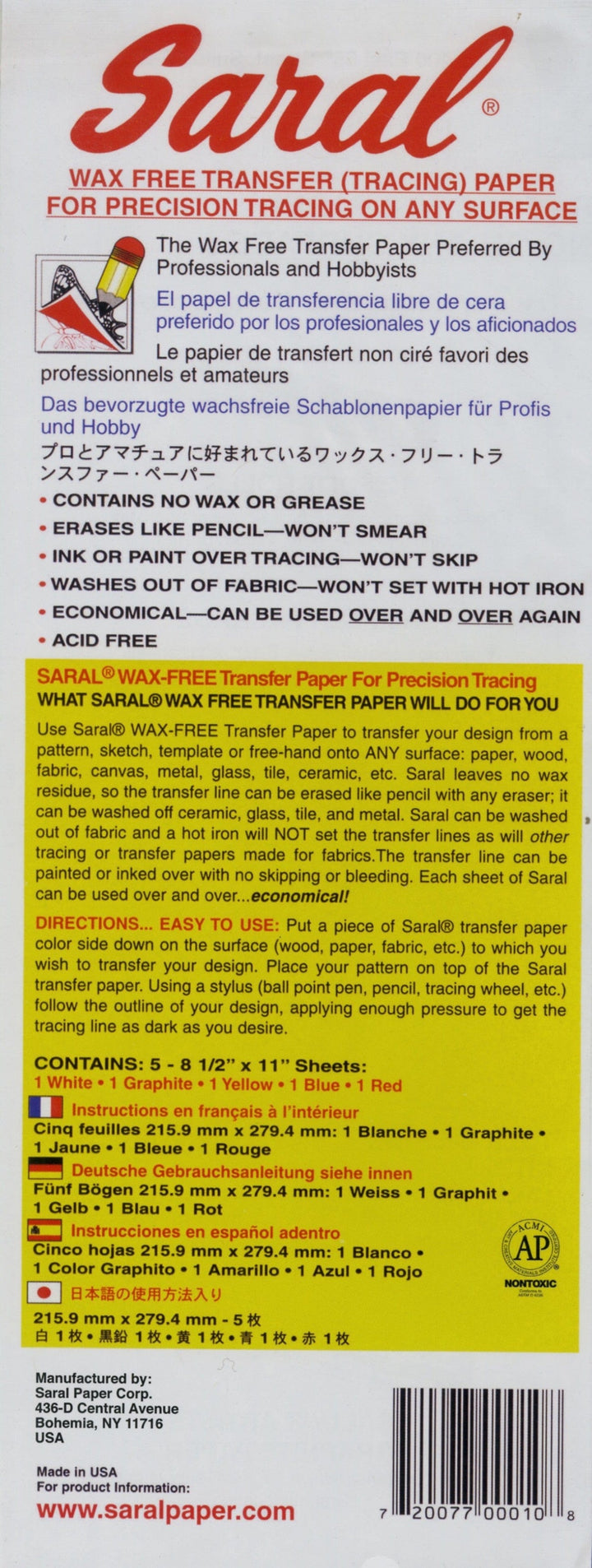 SRL10_1 Saral Wax Free Transfer Paper for Tracing on Any Surface